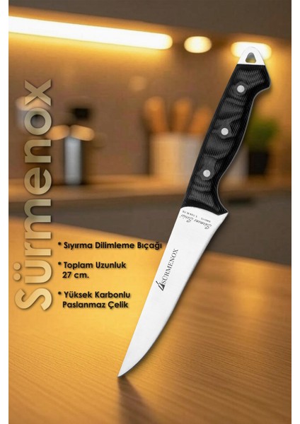 Sürmene Serisi Mutfak Bıçak Seti Yüzme Sıyırma Kasap Et Sebze Bıçağı 3 Lü Siyah Verzalit Sap HDS-147 fiyatları