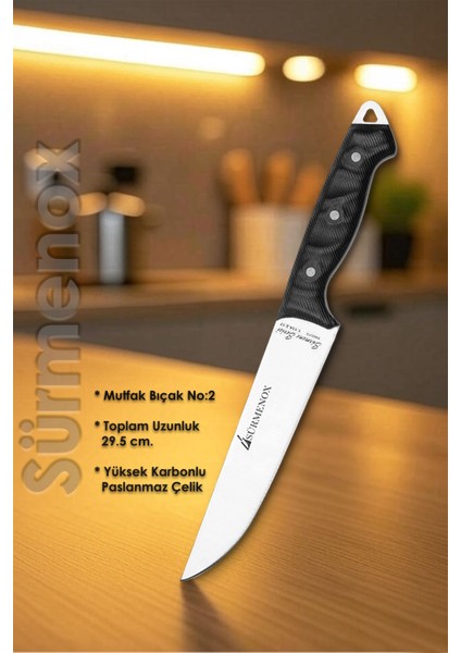 Sürmene Serisi Mutfak Bıçak Seti Yüzme Sıyırma Kasap Et Sebze Bıçağı 3 Lü Siyah Verzalit Sap HDS-147 fırsatları
