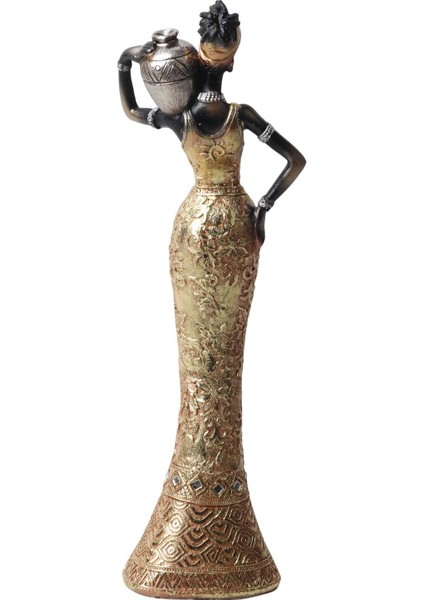 Lüks Işlemeli Geleneksel Yerel Kıyafetli Afrikalı Kadın Heykeli Dekoratif Biblo Ev Ofis Hediyesi Md2 fırsatları