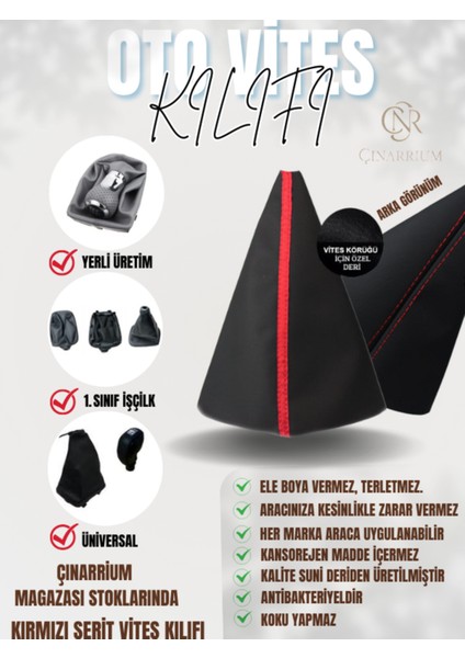 Vites Körüğü Siyah Deri Kırmızı Şerit Spor Dikiş Özel Tasarım Tüm Araçlara Uyumlu indirimleri