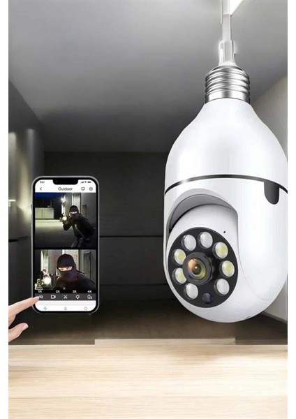 Wifi Kamera Duylu Ampul Görünümlü 360 Derece Dönebilen Ev Kamerası - M737K781-R83737 fırsatları