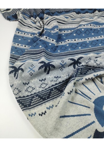 Lacivert Gri Mavi Renklerde Örme Kumaş (En 150 cm x Boy 200 Cm)