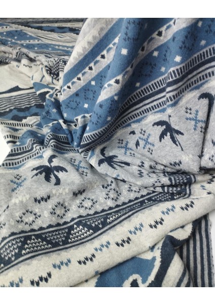 Lacivert Gri Mavi Renklerde Örme Kumaş (En 150 cm x Boy 200 Cm)