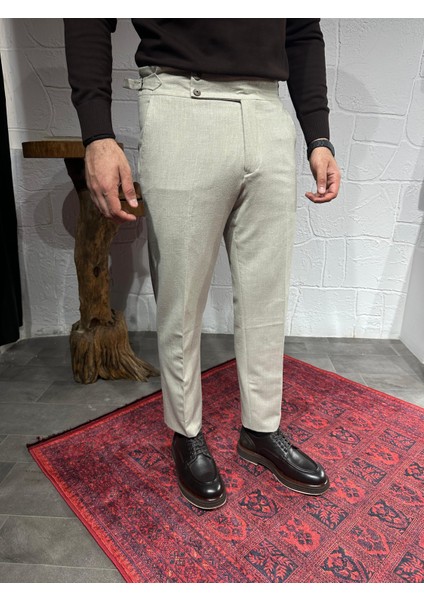 Özel Tasarım Kemer Detaylı Yün Kumaş Pantalon fiyatları