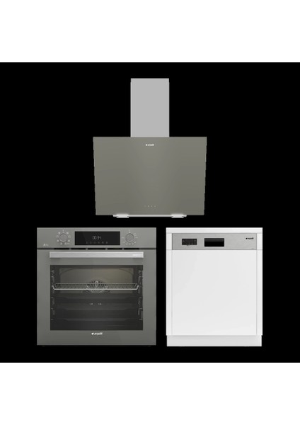 3'lü Bulaşıklı Inox Ankastre Set