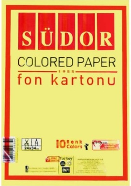 Südor Fon Kartonu 10 Renk 24X34 cm – Renkli El Işi ve Hobi Kağıt Seti
