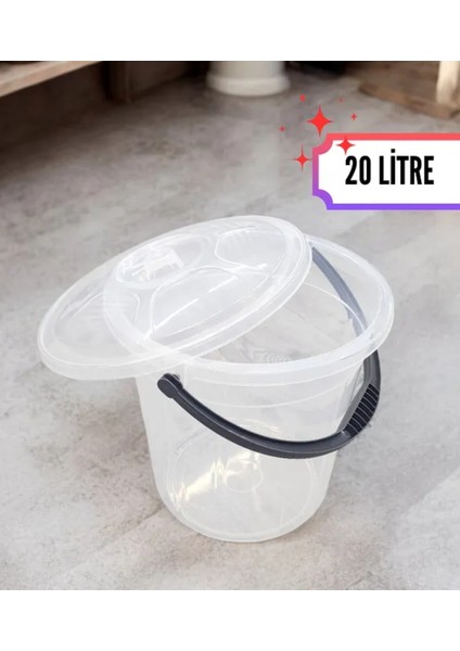 20 Litre Çok Amaçlı Kova – Şeffaf Kapaklı, Dayanıklı Plastik