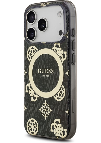 iPhone 17 Pro Uyumlu Kılıf Guess Lisanslı M-Safeli Iml Peony ve 4g Desenli Klasik Logolu Kapak Siyah fiyatları