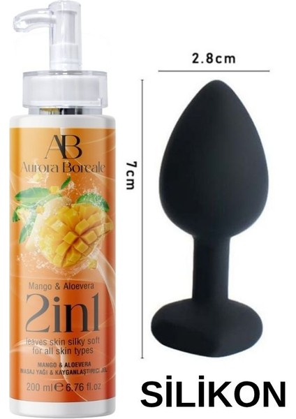 A B 2 +1 Arada Mango Alovera Aromalı Masaj Kayganlaştırıcı Silikon Anl Plag 7 cm 200ML Süper Jel