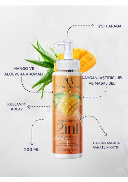 A B 2 +1 Arada Mango Alovera Aromalı Masaj Kayganlaştırıcı Silikon Anl Plag 7 cm 200ML Süper Jel fiyatları