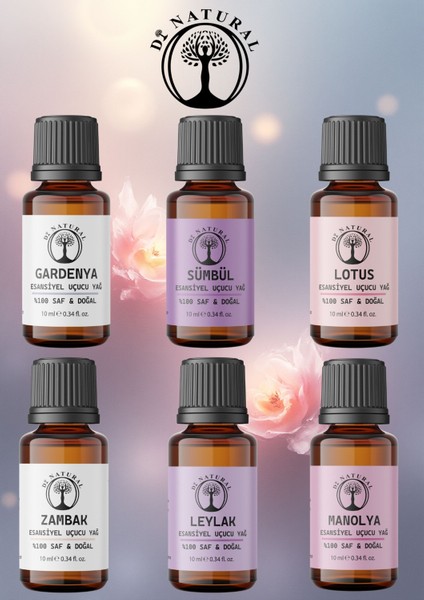 Beyaz Set 6*10 ml Esansiyel Uçucu Koku Yağı Aromaterapi Yağı Buhurdanlık Yağı Difüzör Esansı Ortam Oda Kokusu