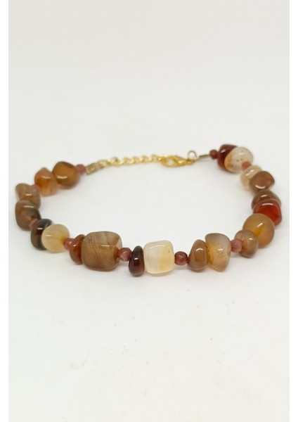 Kırık Kesim Akik ve Sitrin Doğal Taşlı Bileklik