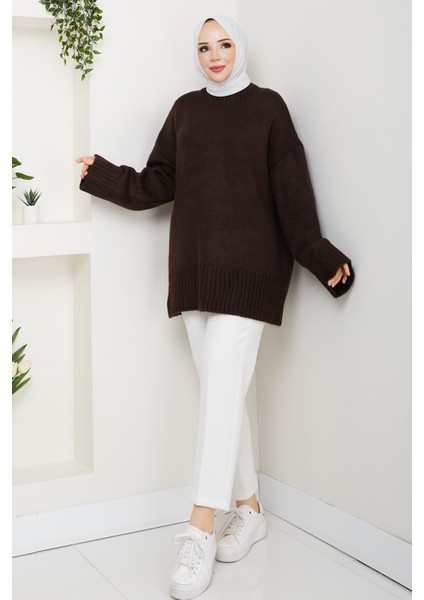 Kadın Bisiklet Yaka Oversize Triko Kazak -PMK485 fiyatları