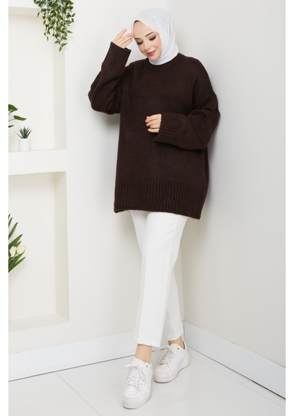 Kadın Bisiklet Yaka Oversize Triko Kazak -PMK485 modelleri