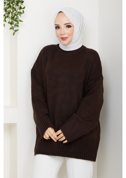 Kadın Bisiklet Yaka Oversize Triko Kazak -PMK485 fırsatları