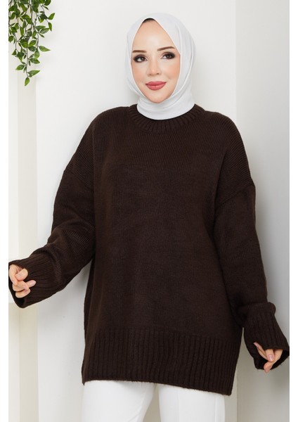 Kadın Bisiklet Yaka Oversize Triko Kazak -PMK485 indirimleri