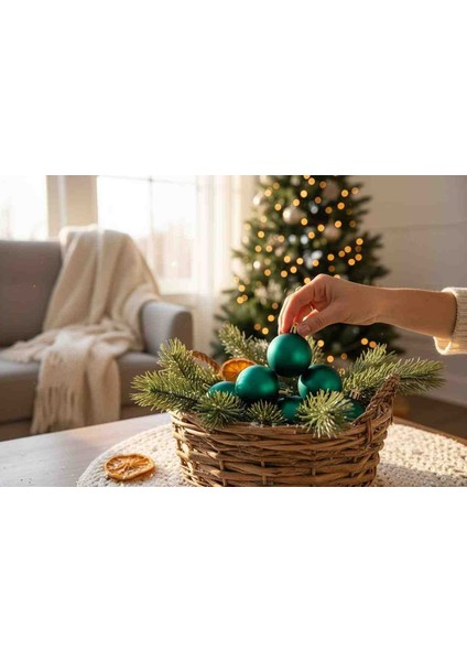 Yılbaşı ve Eğlenceli Günler Süs Topu 4 cm Mat Yeşil 6 Ad indirimleri