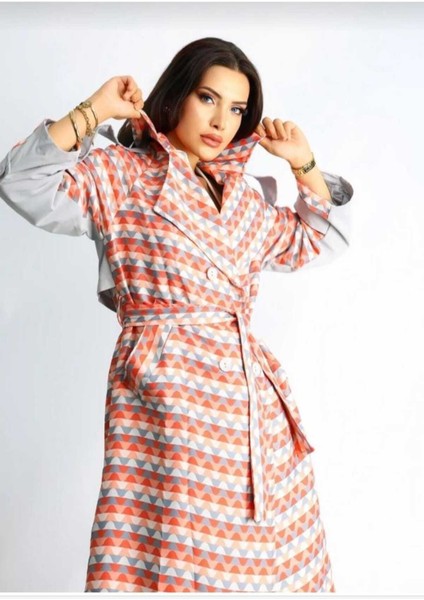 Kadın Oversize Trençkot Desenli, Şık ve Modern modelleri