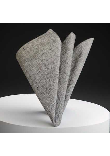 Gri Antrasit Gradyan Geçişli Keten Dokuma Cep Yaka Mendili