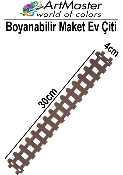 Ahşap Maket Çit 30X4 cm Boyanabilir 1 Adet Minyatür Bahçe Çiti Dekoratif Tasarım Okul Hobi Proje