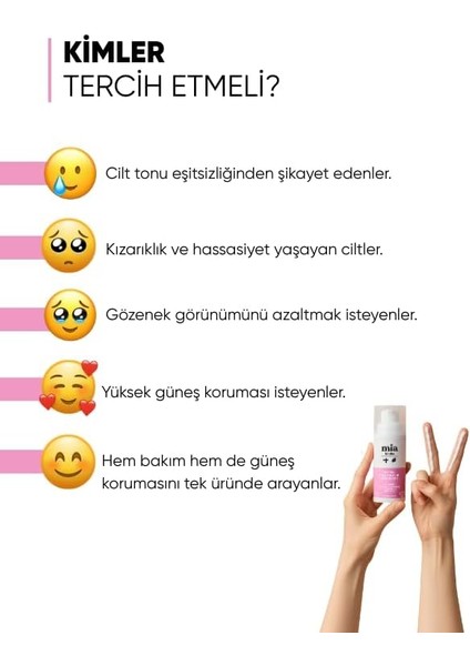 Mia Klinika SPF50+ Pink Tone Up Ton Eşitleyici Pembe Yüz Güneş Kremi modelleri