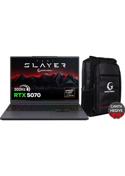 Slayer R9T-5070 C7 Amd Ryzen 9 8945HX 16GB Ram 1tb SSD RTX5070 16" 300Hz Qhd+ Freedos Gaming Laptop