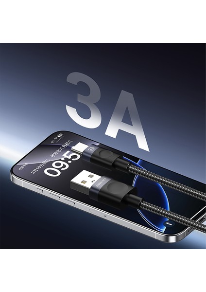 RS50C Usb-A To Type-C Örgü Tasarımlı Hızlı Şarj Özellikli Data ve Şarj Kablosu 1m Siyah indirimleri