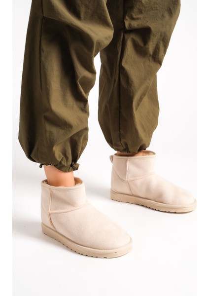 Blıss Bağcıksız Düz Taban Içi Kürklü Kısa Süet Kadın Bot Kt Krem fırsatları