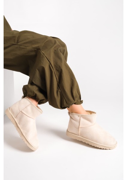 Blıss Bağcıksız Düz Taban Içi Kürklü Kısa Süet Kadın Bot Kt Krem indirimleri
