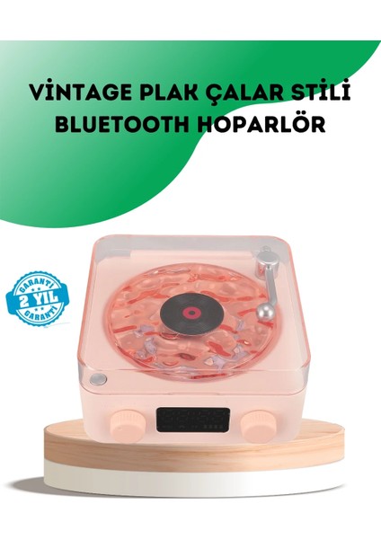 Retro Bluetooth Hoparlör – Kristal Ses, Gece Lambası, Saatli Tasarım