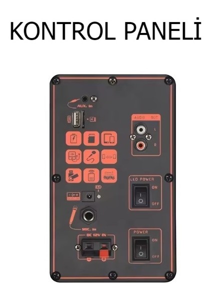 NDR-102B | 40W Güçlü 12" Bass Bluetooth Hoparlör | Kablosuz Karaoke Mikrofonlu | Rgb LED Işıklı Parti Ses Sistemi