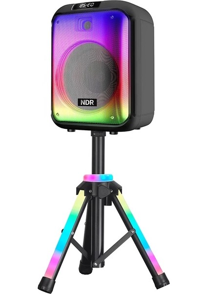 NDR-102B | 40W Güçlü 12" Bass Bluetooth Hoparlör | Kablosuz Karaoke Mikrofonlu | Rgb LED Işıklı Parti Ses Sistemi