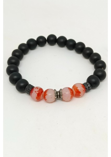 Akik ve Siyah Oniks Doğal Taşlı Bileklik