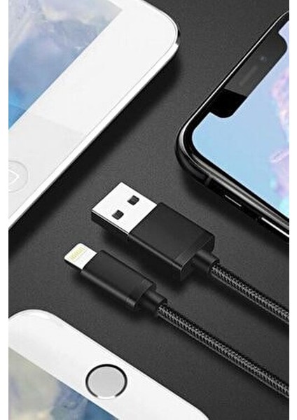 Iphone 6 7 8 11 12 13 14 Pro Max S Plus Uyumlu Lightning Hasır Hızlı Şarj Aleti Kablosu Şarz Kablo