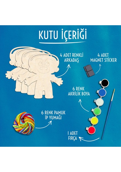 Figür Ahşap Boyama Etkinlik Seti + Eğitici Çocuk Aktivite + Fırça + Akrilik Boya Kreş Okul Öncesi fiyatları