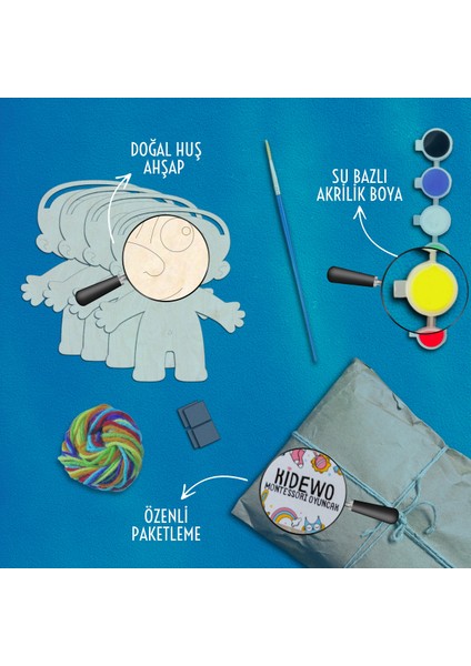 Figür Ahşap Boyama Etkinlik Seti + Eğitici Çocuk Aktivite + Fırça + Akrilik Boya Kreş Okul Öncesi fırsatları
