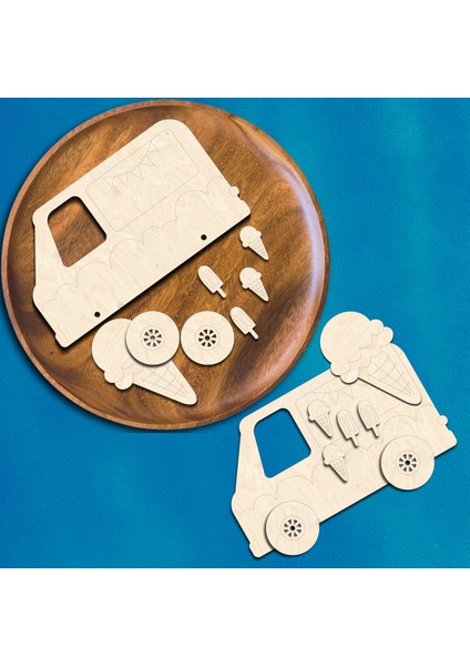 Dondurma Ahşap Boyama Etkinlik Seti + Eğitici Çocuk Aktivite + Fırça + Akrilik Boya Kreş Okul Öncesi fiyatları