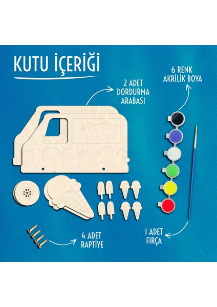Dondurma Ahşap Boyama Etkinlik Seti + Eğitici Çocuk Aktivite + Fırça + Akrilik Boya Kreş Okul Öncesi modelleri