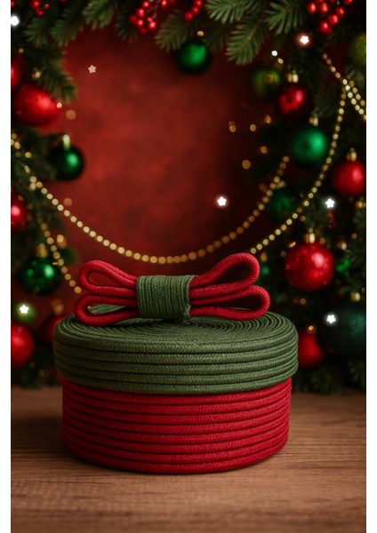 Christmas 4’lü Jüt Halatlı Dekoratif Hediye Sepeti Seti – Kırmızı Yeşil Noel Sepeti fırsatları