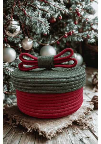 Christmas 4’lü Jüt Halatlı Dekoratif Hediye Sepeti Seti – Kırmızı Yeşil Noel Sepeti indirimleri