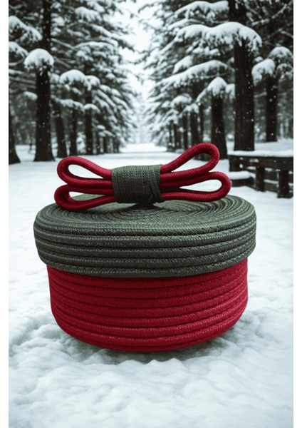 Christmas 4’lü Jüt Halatlı Dekoratif Hediye Sepeti Seti – Kırmızı Yeşil Noel Sepeti