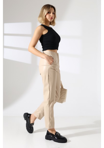 Deri Pantolon Paça Pens Detaylı fırsatları