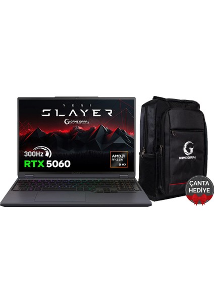 Slayer R9T-5060 C7 Amd Ryzen 9 8945HX 16GB Ram 1tb SSD RTX5060 16" 300Hz Qhd+ Freedos Gaming Laptop