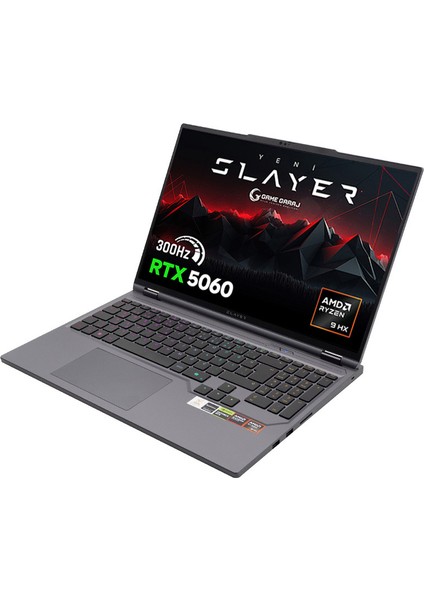 Slayer R9T-5060 C7 Amd Ryzen 9 8945HX 16GB Ram 1tb SSD RTX5060 16" 300Hz Qhd+ Freedos Gaming Laptop modelleri