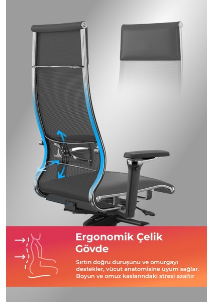 Samurai Ergonomik Koltuk | Bel Destekli, Tekerlekli, Yükseklik Ayarlı, Yönetici Koltuğu -506.F.1.62 fiyatları