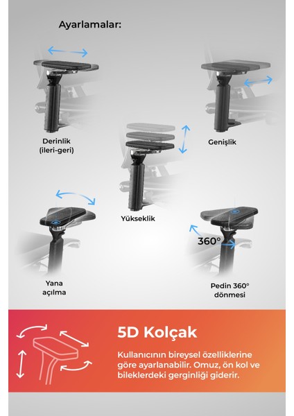 Samurai Ergonomik Koltuk | Bel Destekli, Tekerlekli, Yükseklik Ayarlı, Yönetici Koltuğu -506.F.1.62 fırsatları