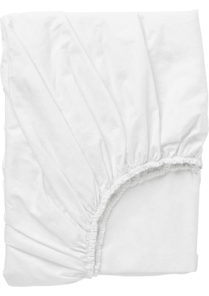 Beyaz Tek Kişilik Lastikli Çarşaf 100 cm x 200 cm Pamuk Çarşaf