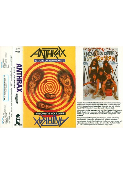 Anthrax – State Of Euphoria Dikkat Kaset fiyatları
