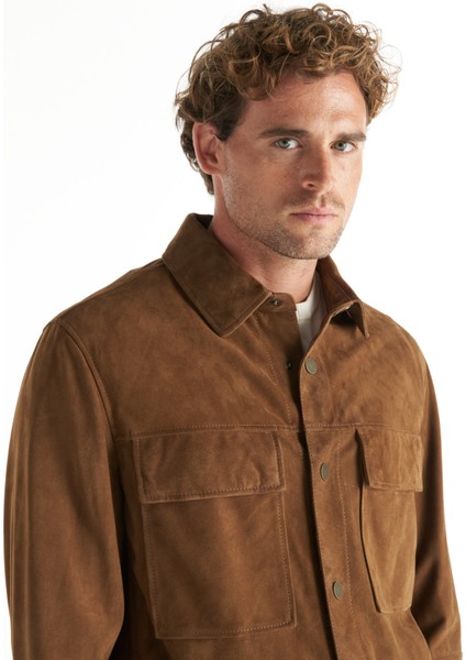 Standart Gömlek Yaka Düz Camel Erkek Gömlek TBMRLT1022