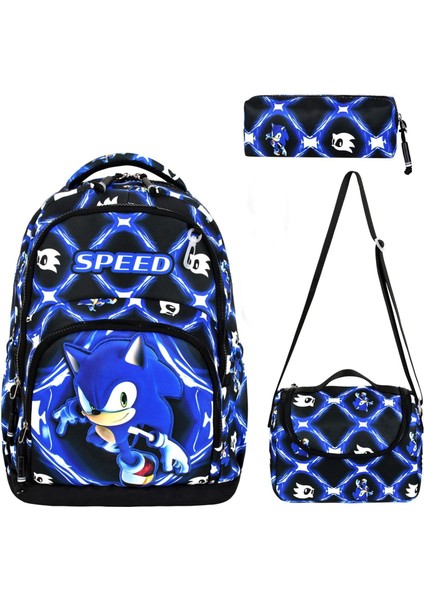 Ortopedik Sır Destekli Su Geçirmez Kumaş İlkokul Çantası Termal Beslenme+Kalemlik+Anahtarlık